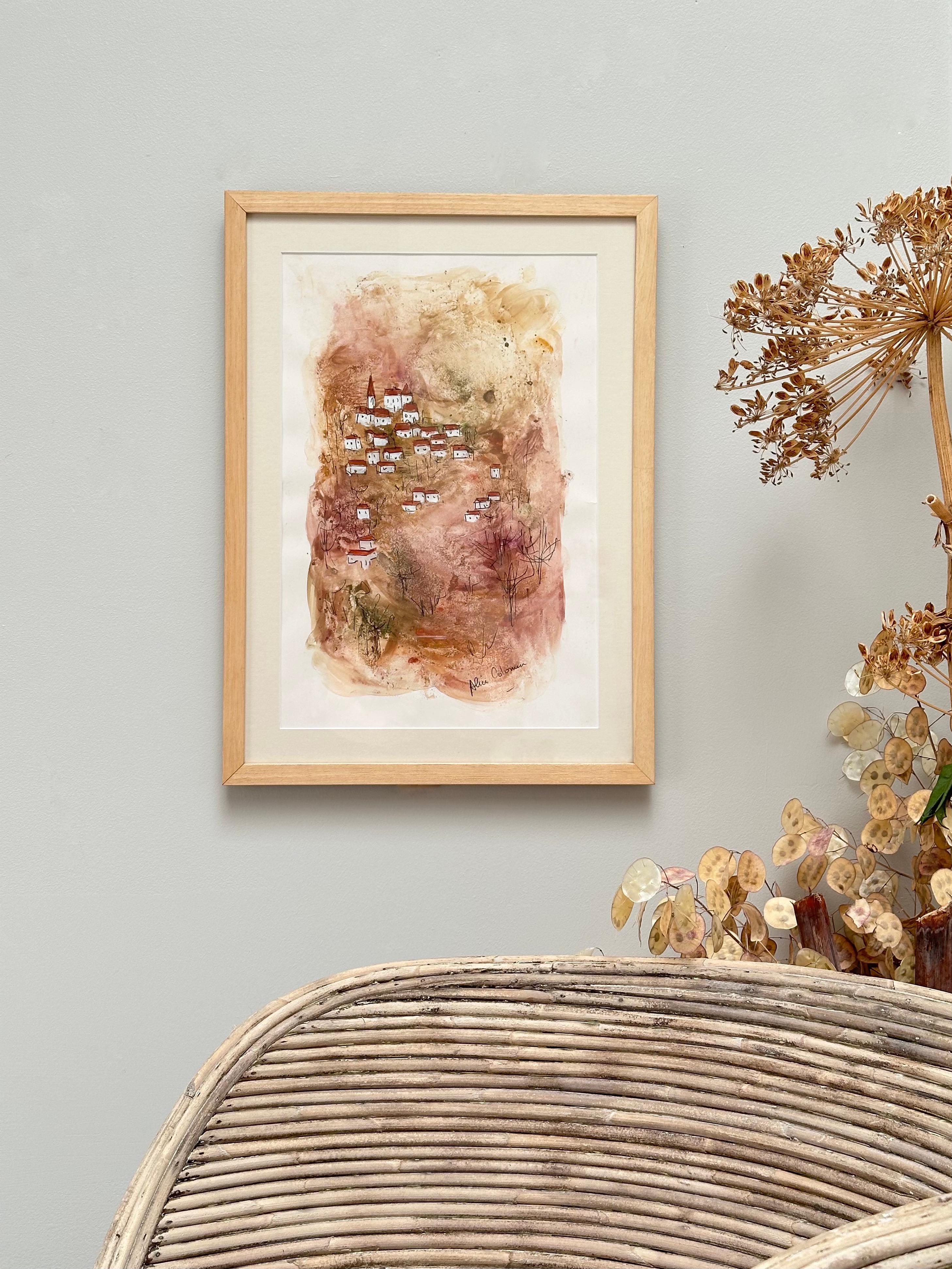 From a series of six, original drawing evoking a sun-drenched village of the Drôme Provence, the artists refuge since the mid-1960s.

Condition is excellent except for slight edge curling and a few spitting, slight edge curling and a few spitting,