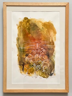 Original Drawing, Views of the Provencal Drome, Alice Colonieu, Roaix c. 1960