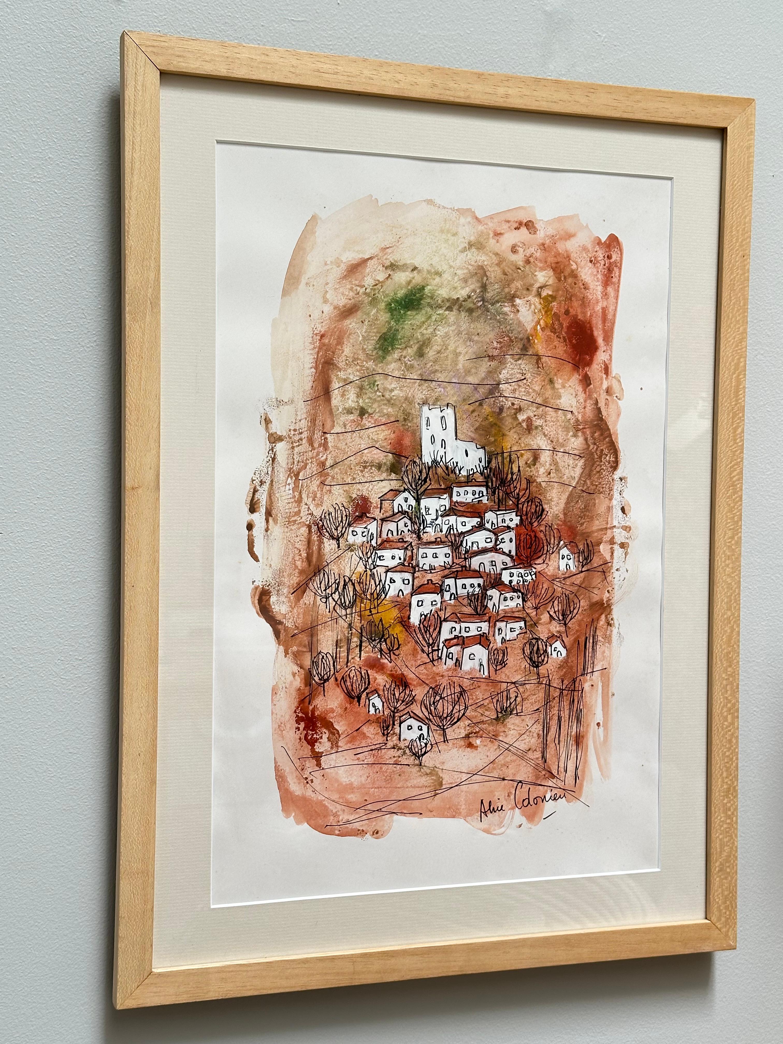 Autre Dessin original, Vues de la Drôme provençale, Alice Colonieu, Roaix c. 1960 en vente