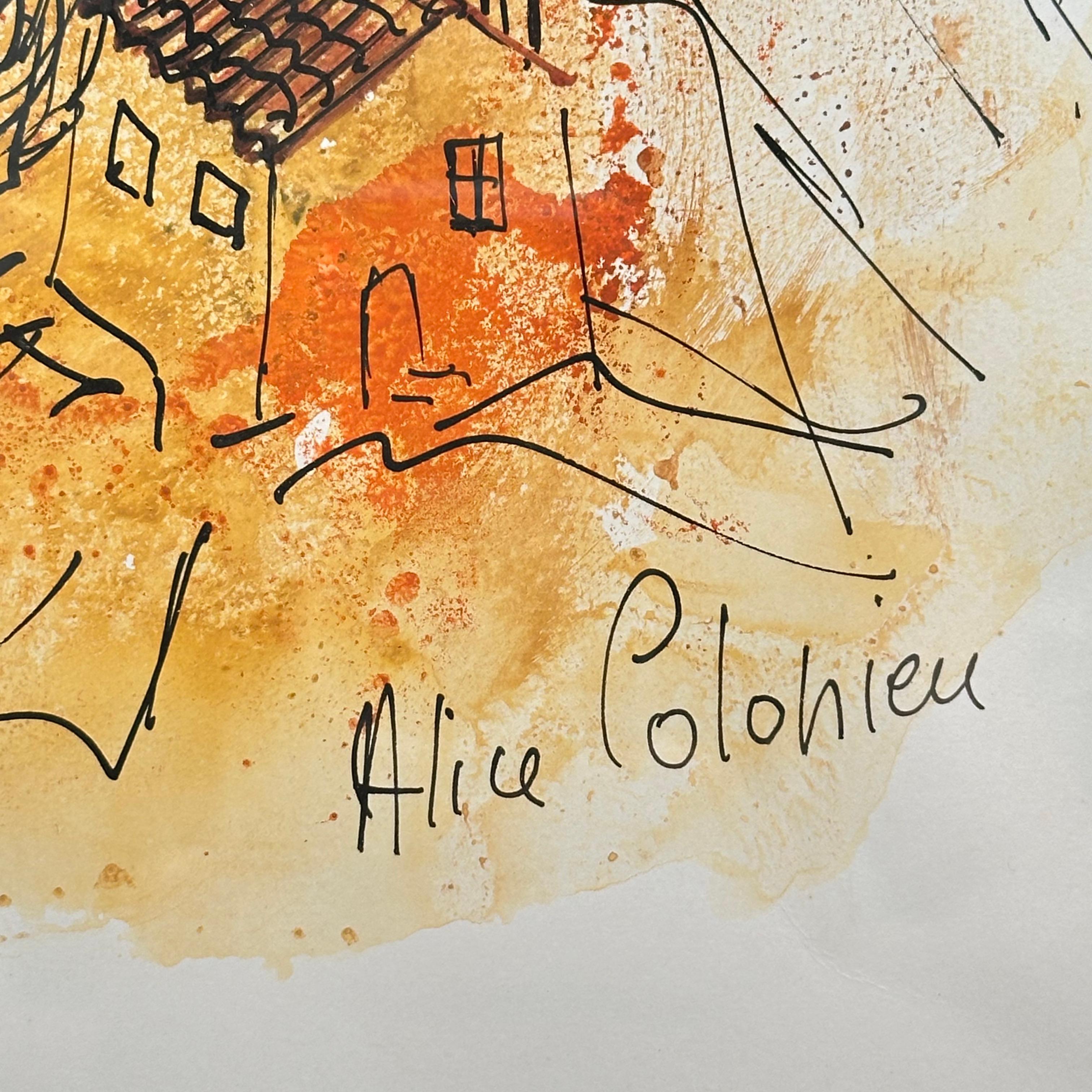 Autre Dessin original, Vues de la Drôme provençale, Alice Colonieu, Roaix c. 1960 en vente