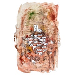 Dessin original, Vues de la Drôme provençale, Alice Colonieu, Roaix c. 1960
