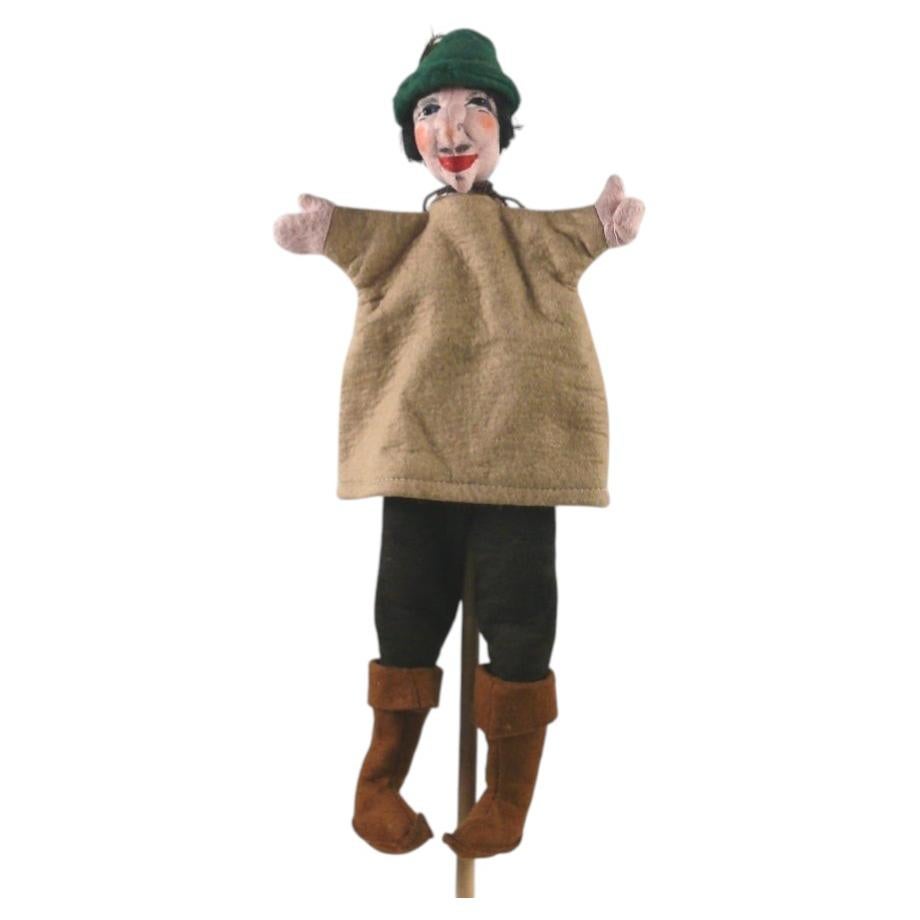 Original Dresden artist doll / hand puppet with legs - Pied Piper, 1970s