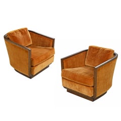 Original Drexel Heritage Persimmon Sunset Velvet Club Chair Set:: ca. 1970er Jahre