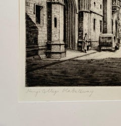 Harold Thornton Kings College Cambridge Old Gateway: Originale Kaltnadelradierung