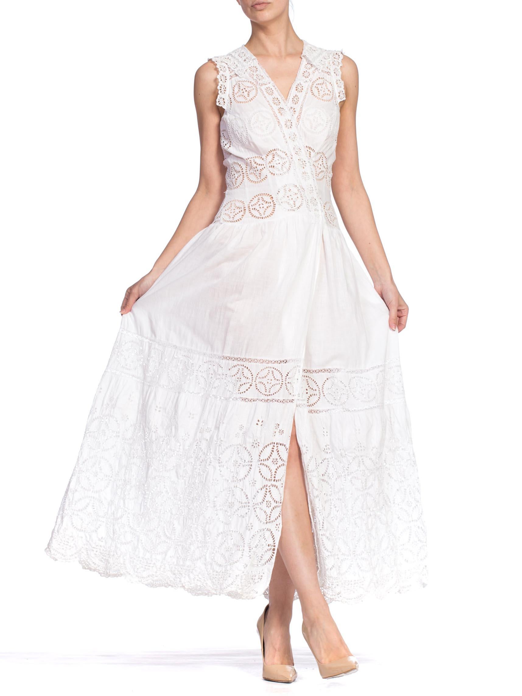 Original Duster Jacket Dress by Morphew Made from Edwardian Cotton Lace In Good Condition In New York, NY
