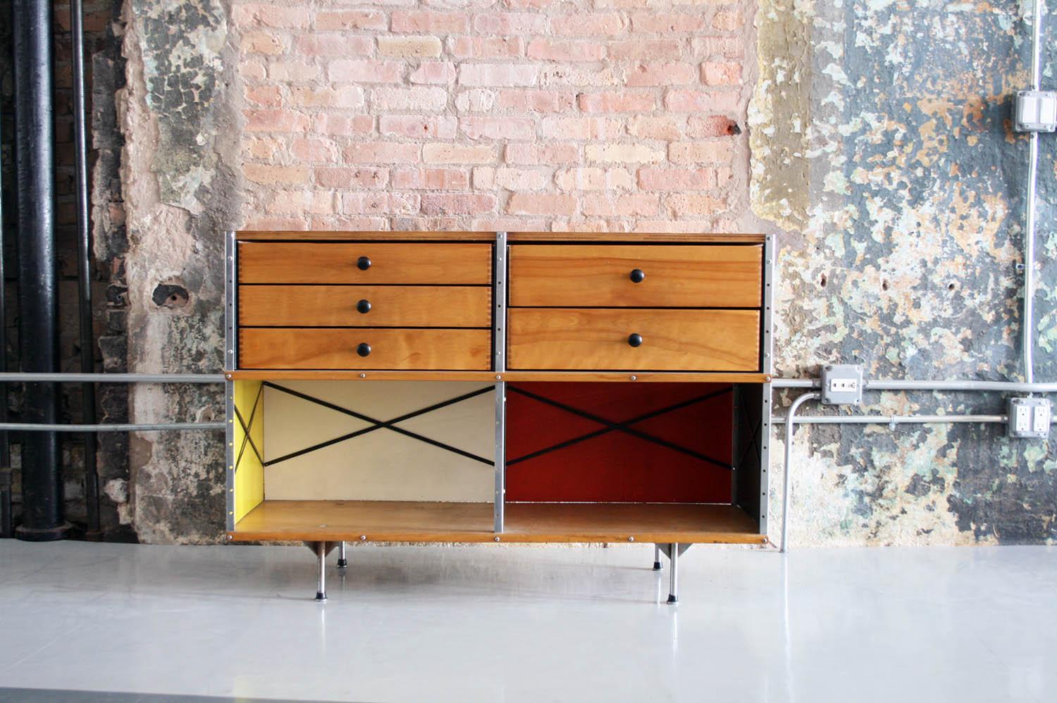 Here for your consideration is an original design by Ray and Charles Eames for Herman Miller 1950s USA. The ESU or 'Eames Storage Unit' this one is a second generation of the original design, distinguishable by the style of legs seen here. The legs