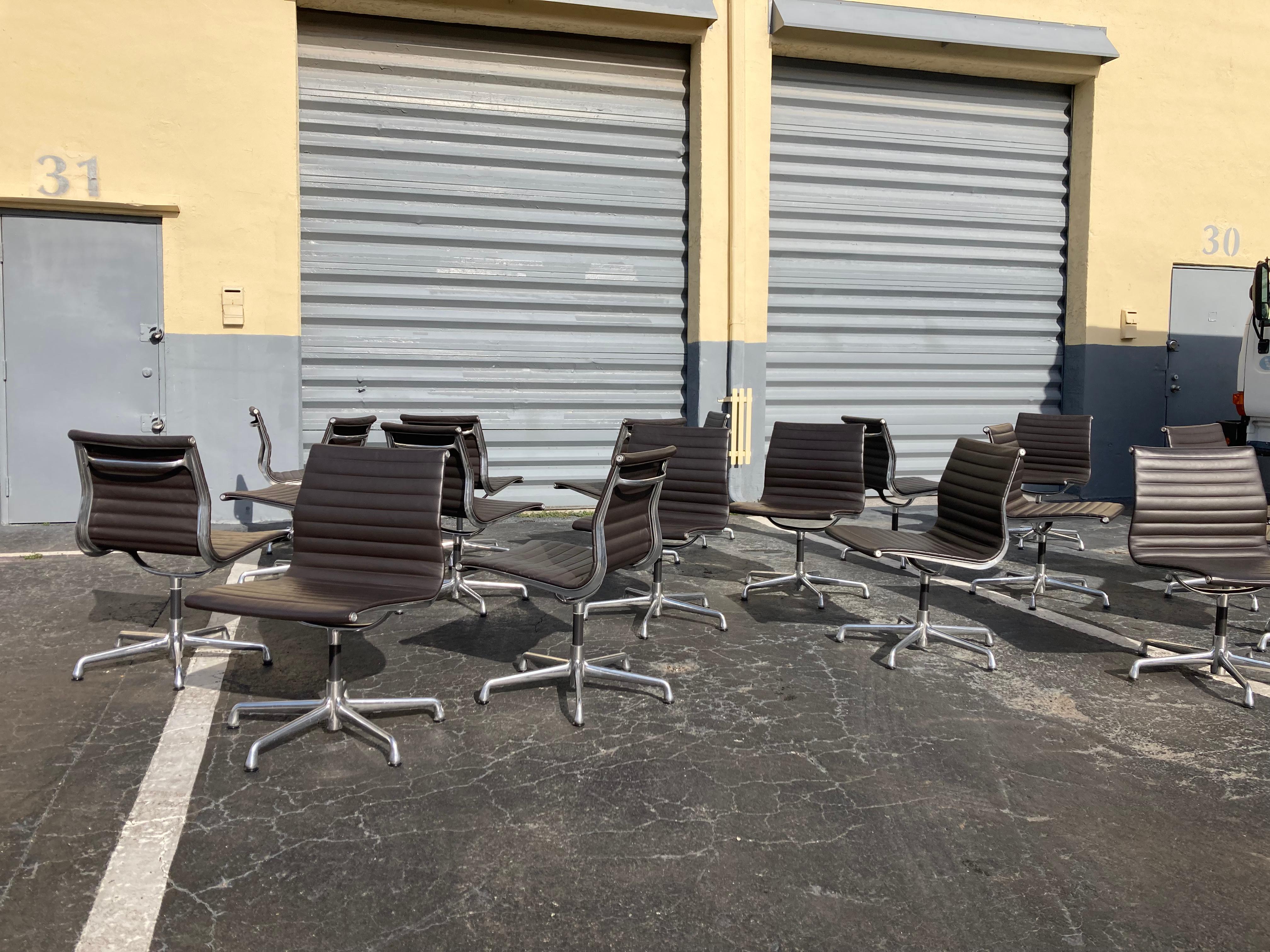 Original Eames Leather Aluminum Group Side Chairs Herman Miller 3