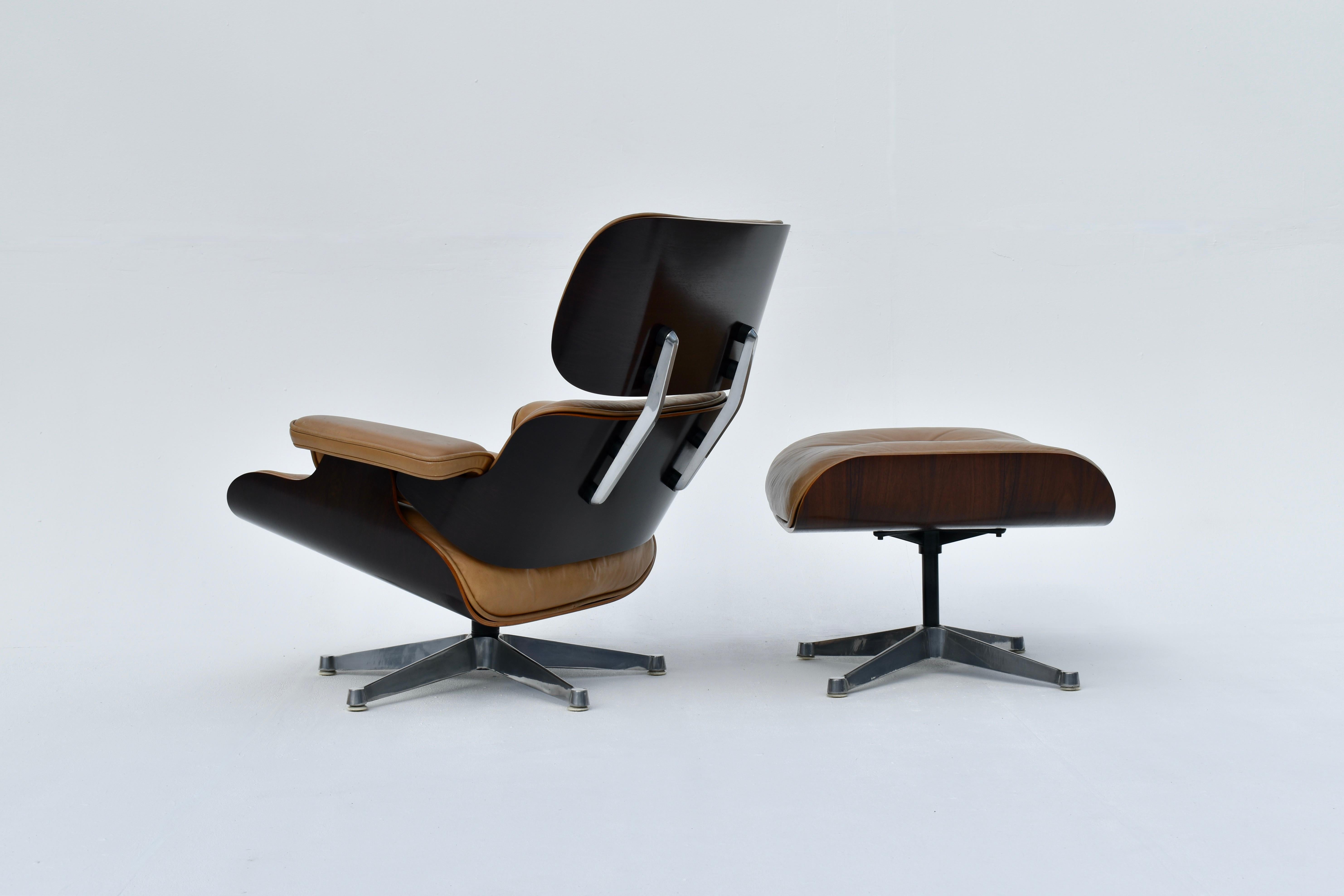 Leather Original Eames Lounge Chair & Ottoman For ICF Italy