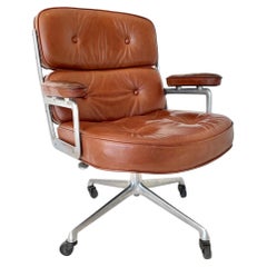 Original Eames Time Life Chair in Brown Leather