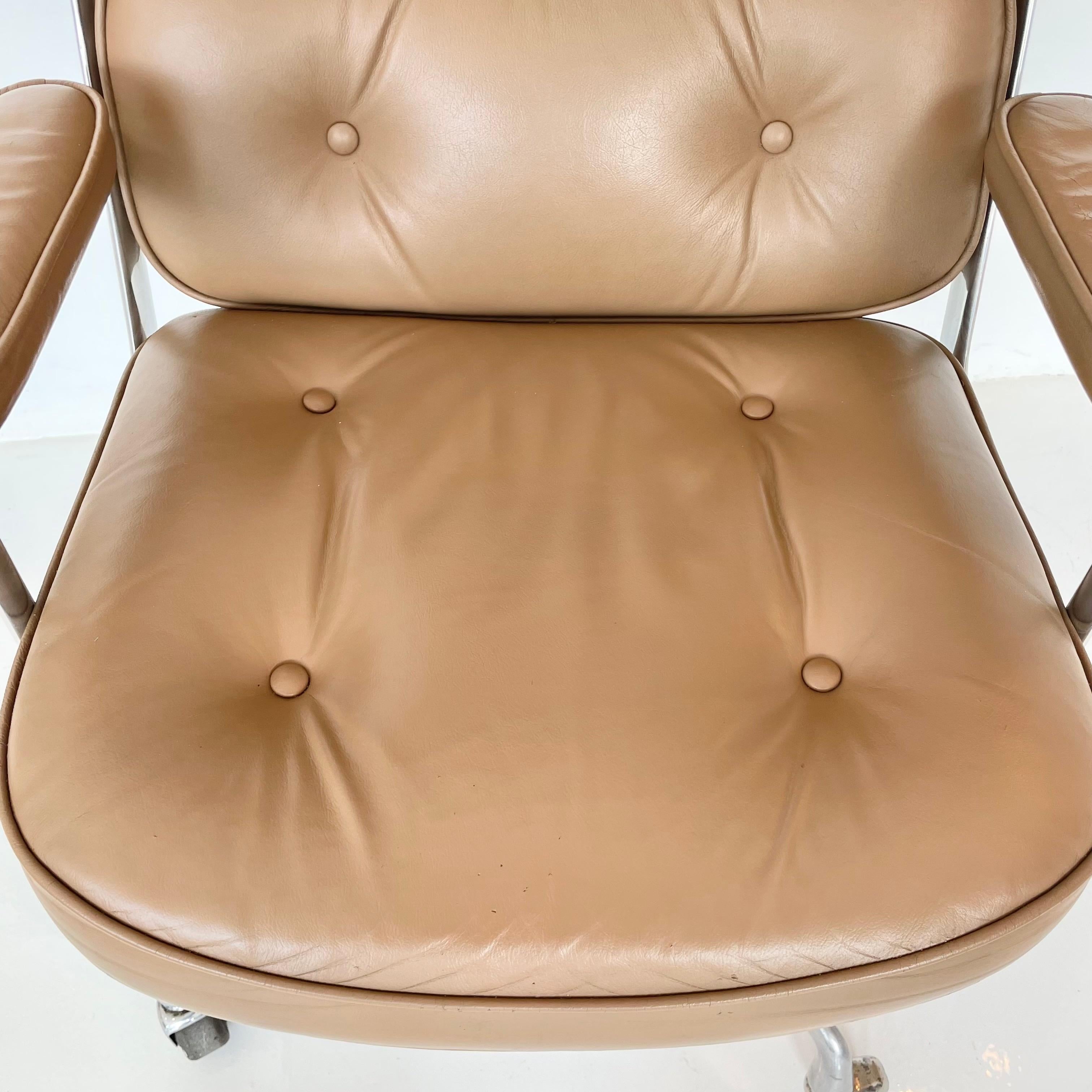 Original Eames Time Life Chair in Camel Leather 1