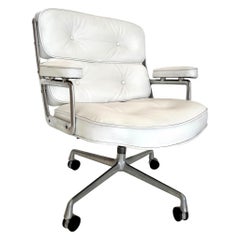 Original Eames Time Life Chair in White Leather