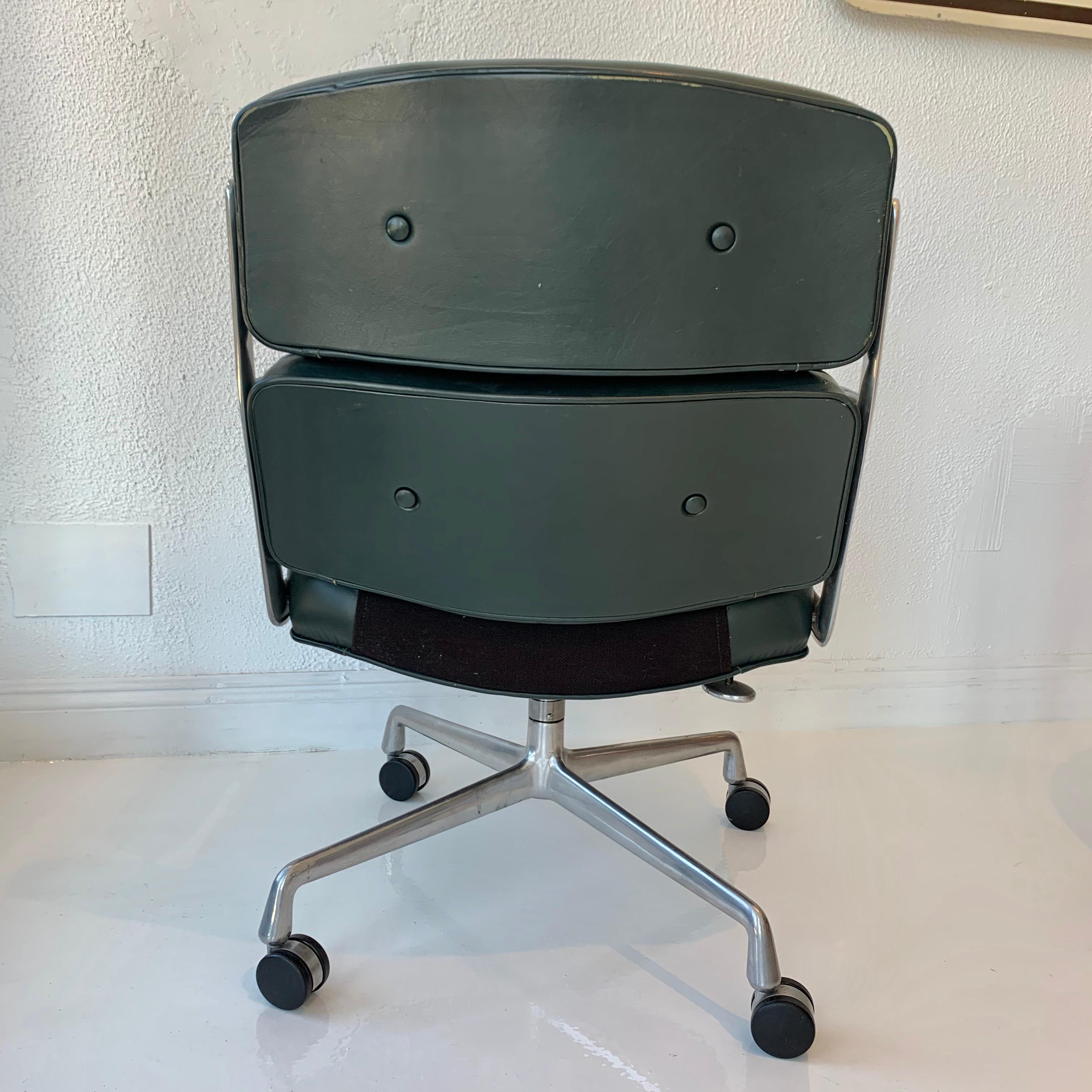 Late 20th Century Original Eames Time Life Chairs in Forest Green Leather