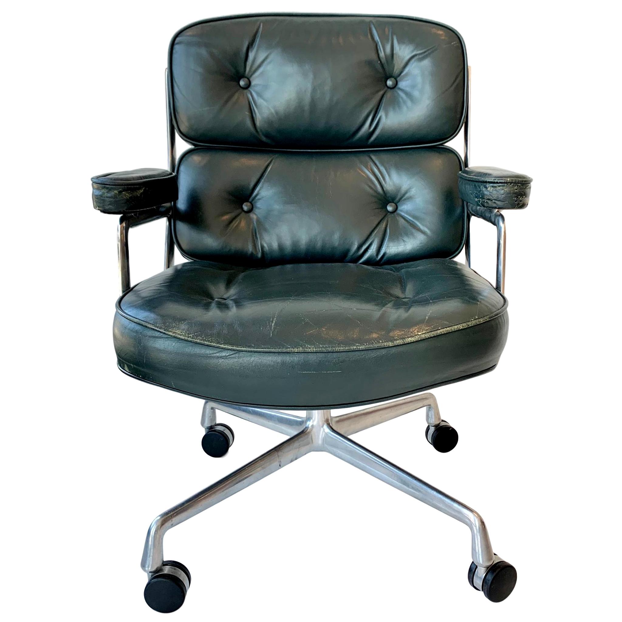 Original Eames Time Life Chairs in Forest Green Leather