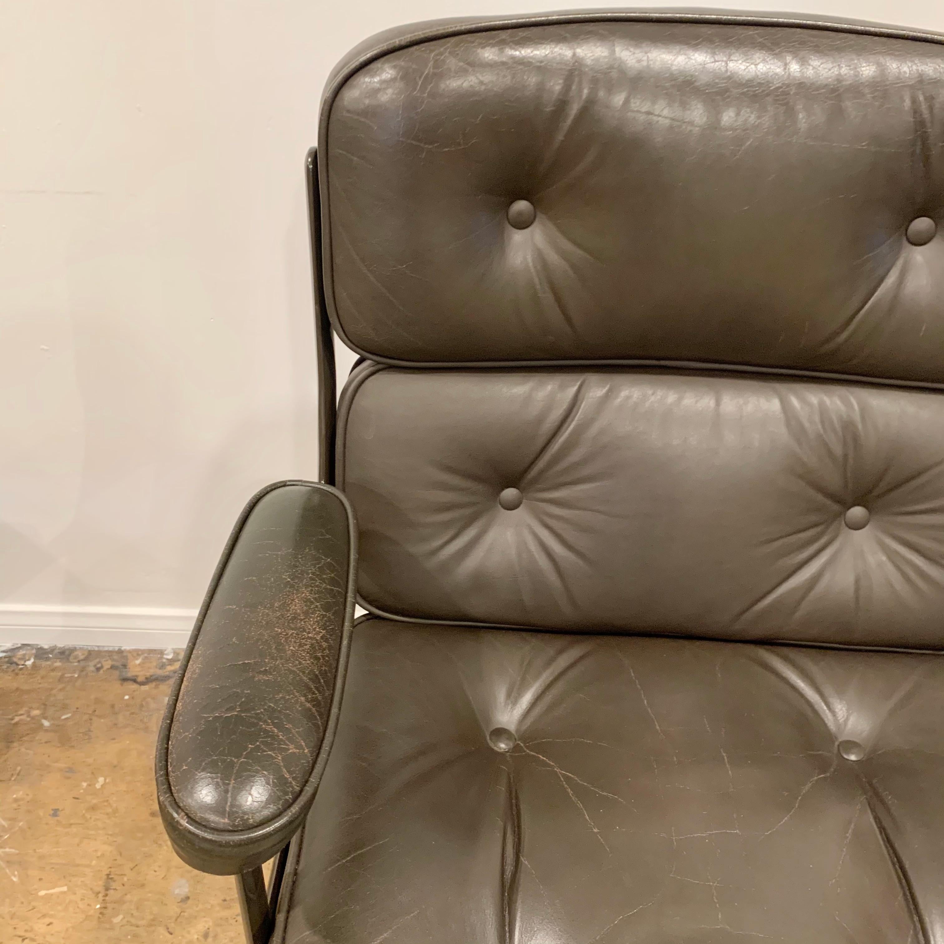 Original Eames Time Life Chair in Olive Brown Leather 7