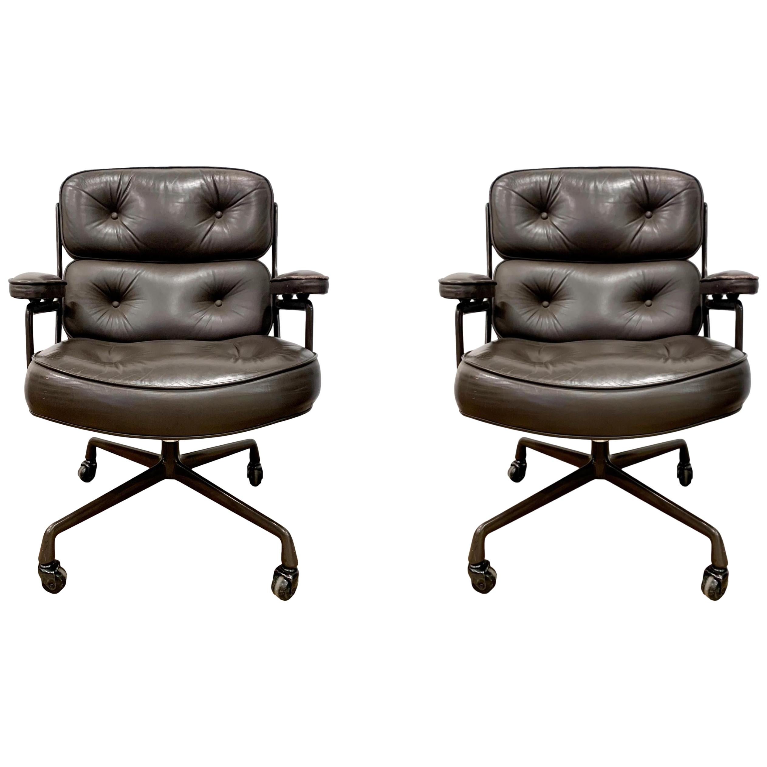 Original Eames Time Life Chair in Olive Brown Leather