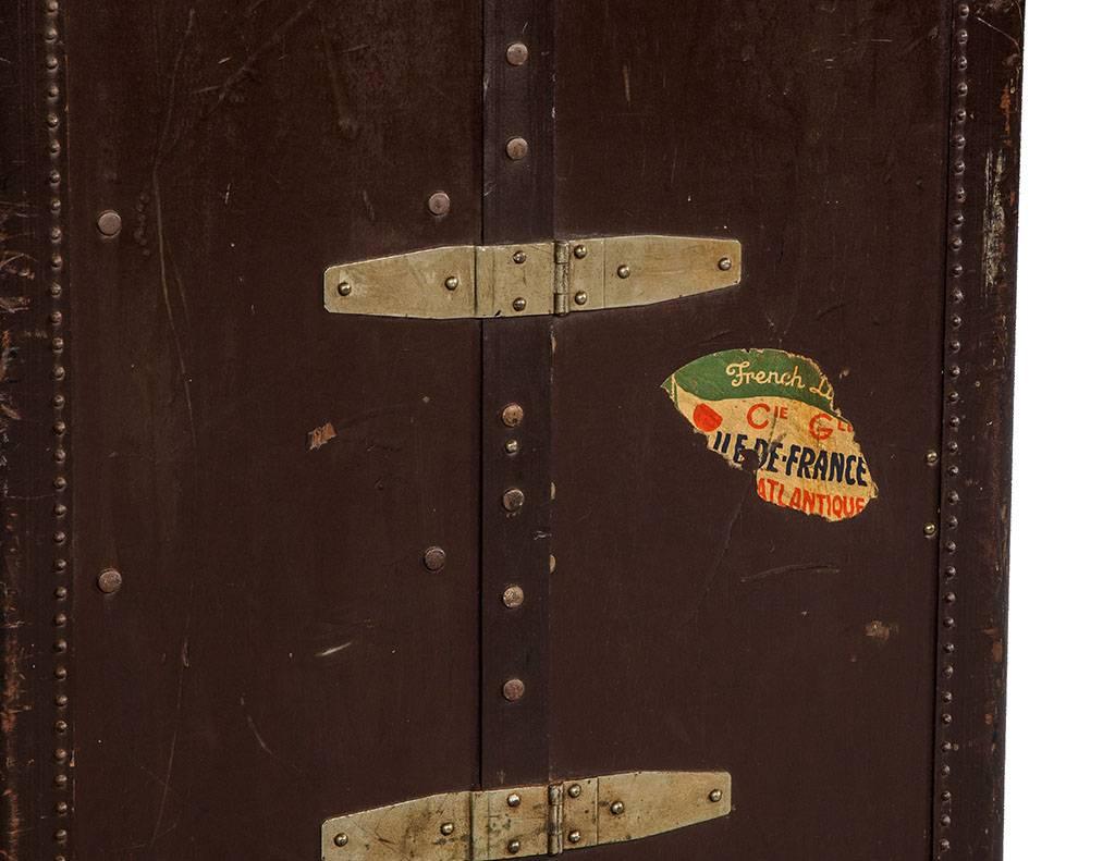 Original Anfang 1900er Französisch Dampfer Kleiderschrank Trunk Chest im Angebot 7