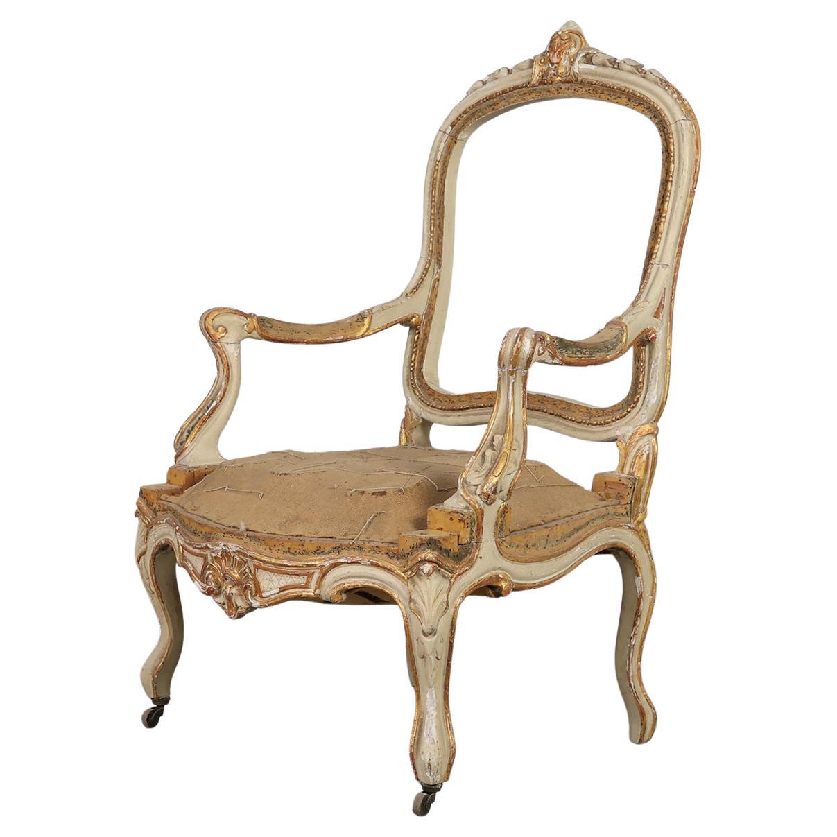 Original Louis XV-Sessel aus geschnitztem Holz, Frankreich, Anfang des 19.
