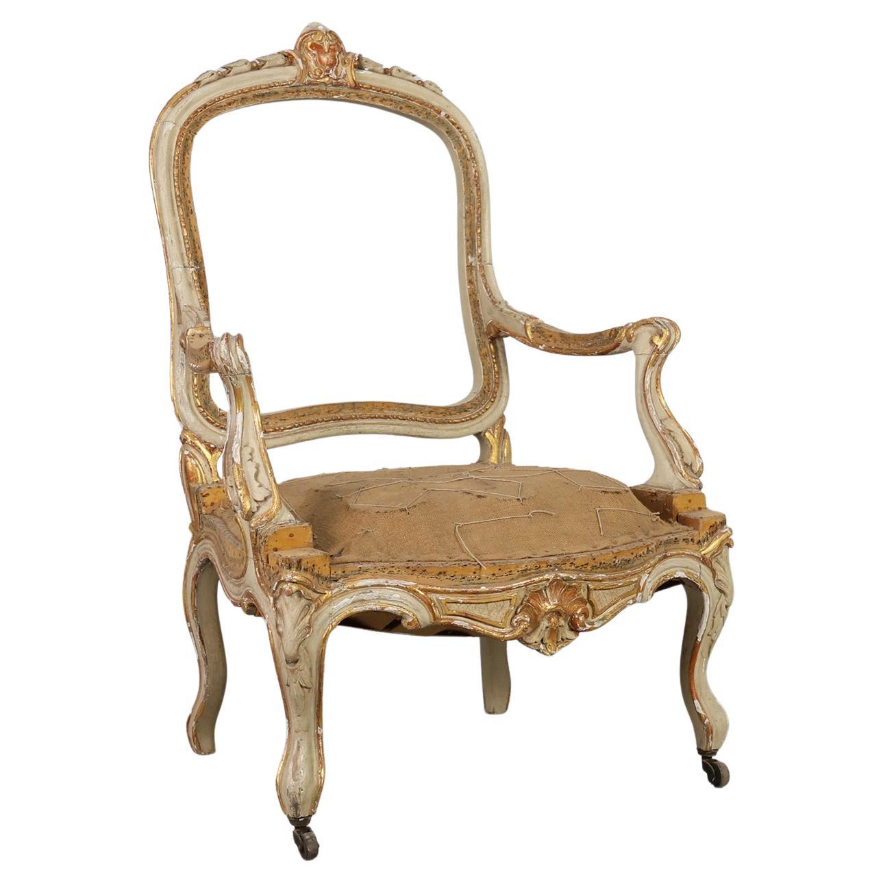 Original Louis XV-Sessel aus geschnitztem Holz, Frankreich, Anfang des 19.