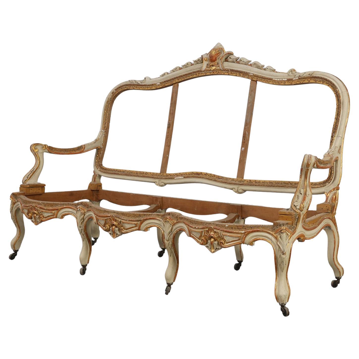Original Early 19th Century Louis XV Sofa in Carved Wood, France