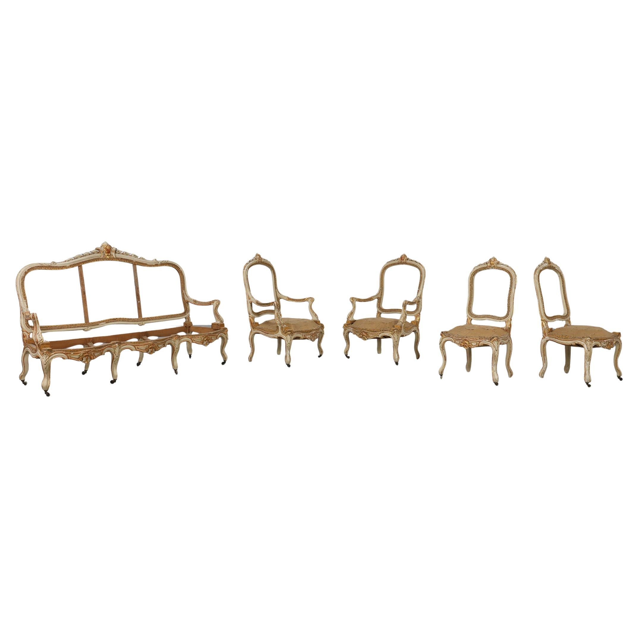 Original Early 19th Century Louis XV Suite in Carved Wood, France