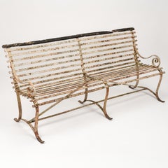 Original Early 19th Century Regency Wrought Iron Strapwork Garden Bench