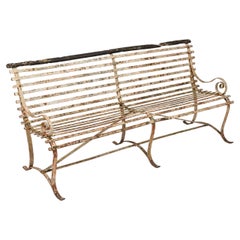 Original Early 19th Century Regency Wrought Iron Strapwork Garden Bench