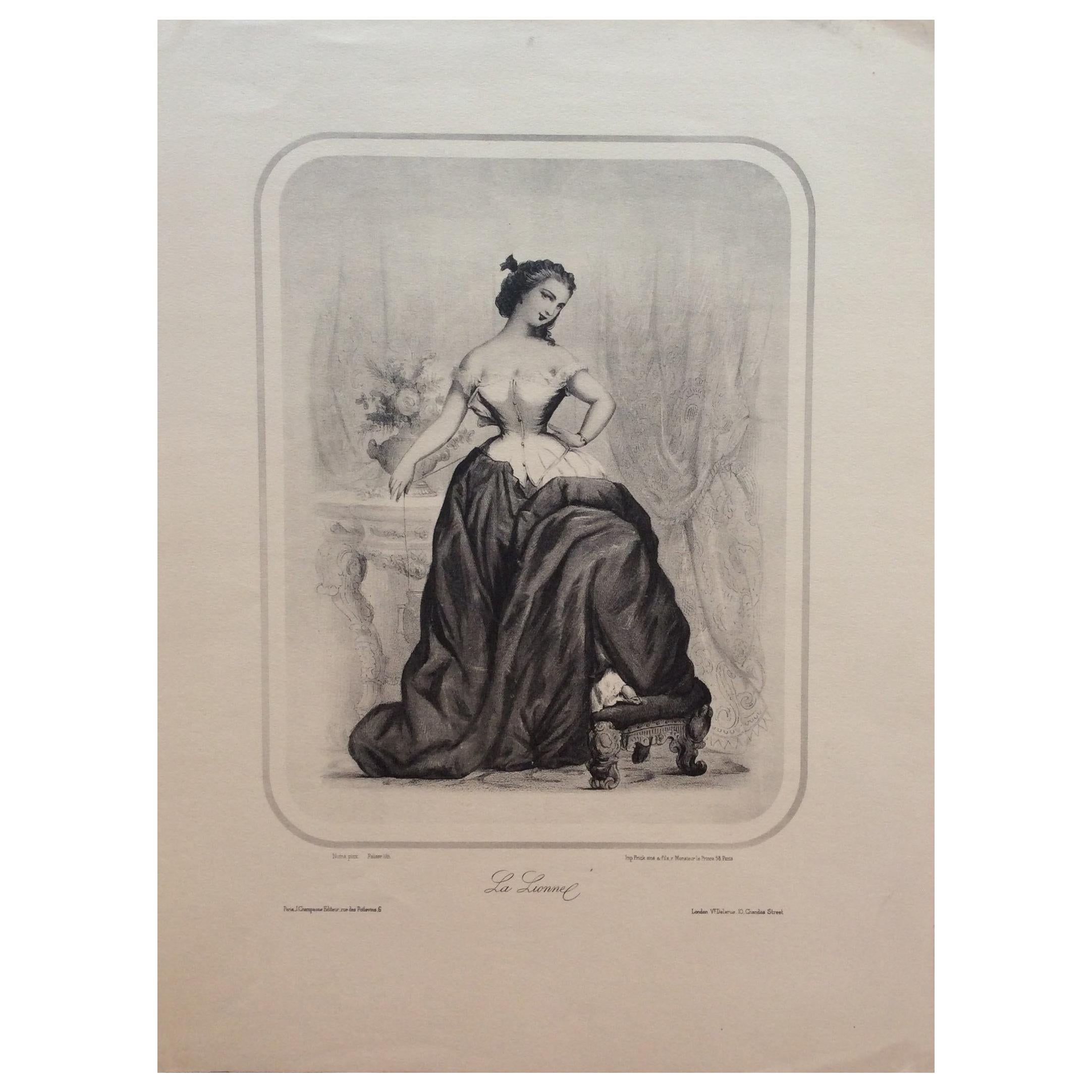 Original Early 20th Century Antique French “La Lionnel” Engraving Print
