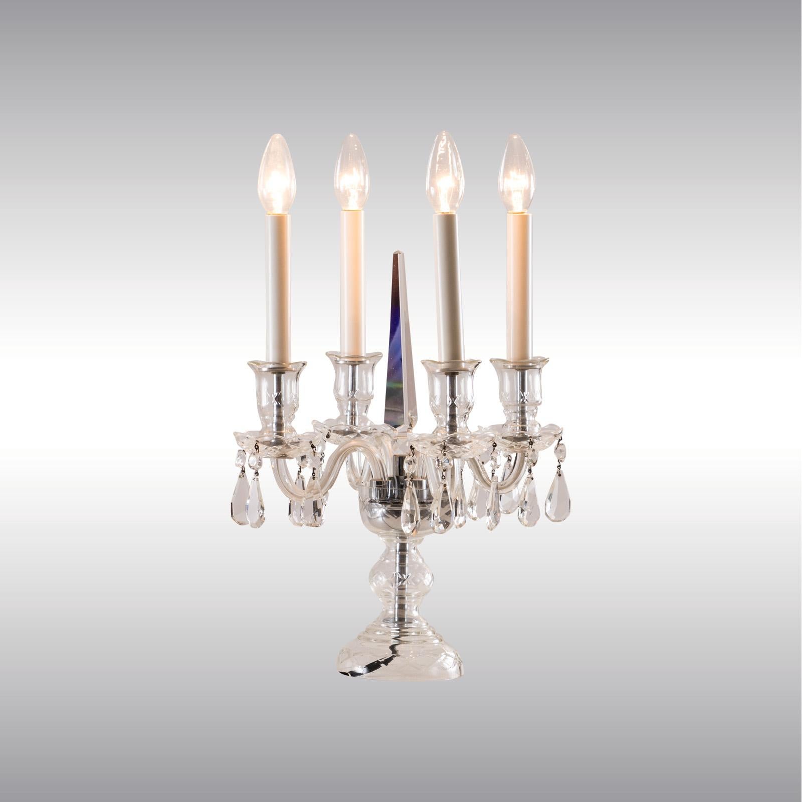Jugendstil Original Early 20th Century Crystal Candelabra Table Lamp For Sale