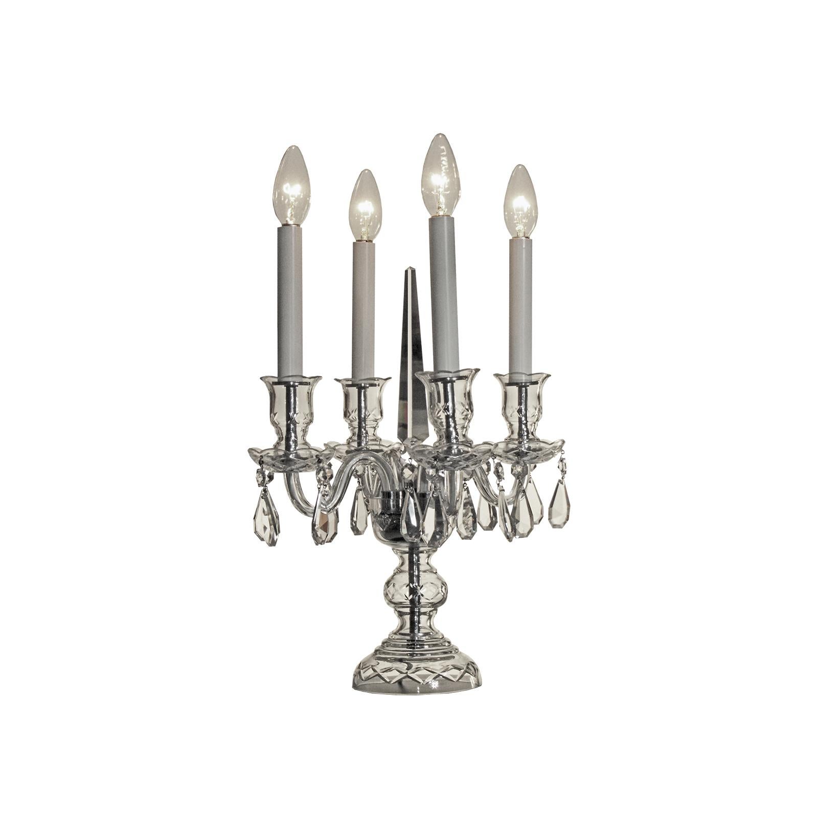Austrian Original Early 20th Century Crystal Candelabra Table Lamp For Sale