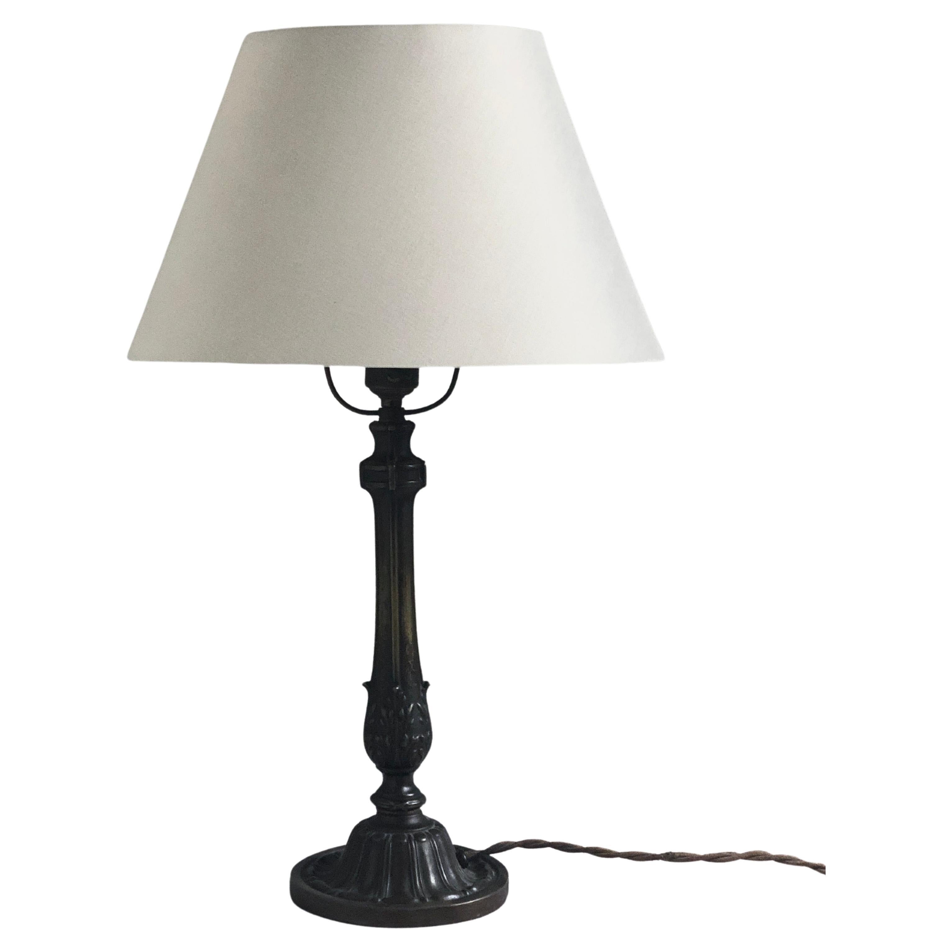 Original Early 20th Danish Table Lamp in Bronze in the Style of Johan Rohde For Sale