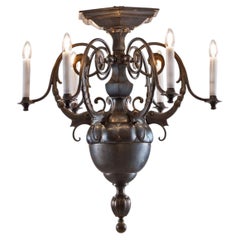 Lampadario originale in bronzo Art Deco, 1914 XX secolo