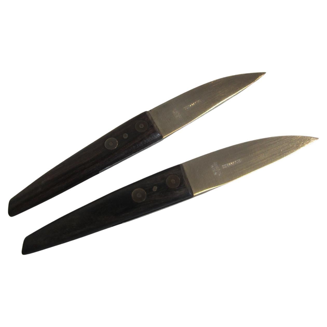Cuchillos de picnic o fruteros originales Auböck de acero inoxidable, firmados a tiempo (2) en venta