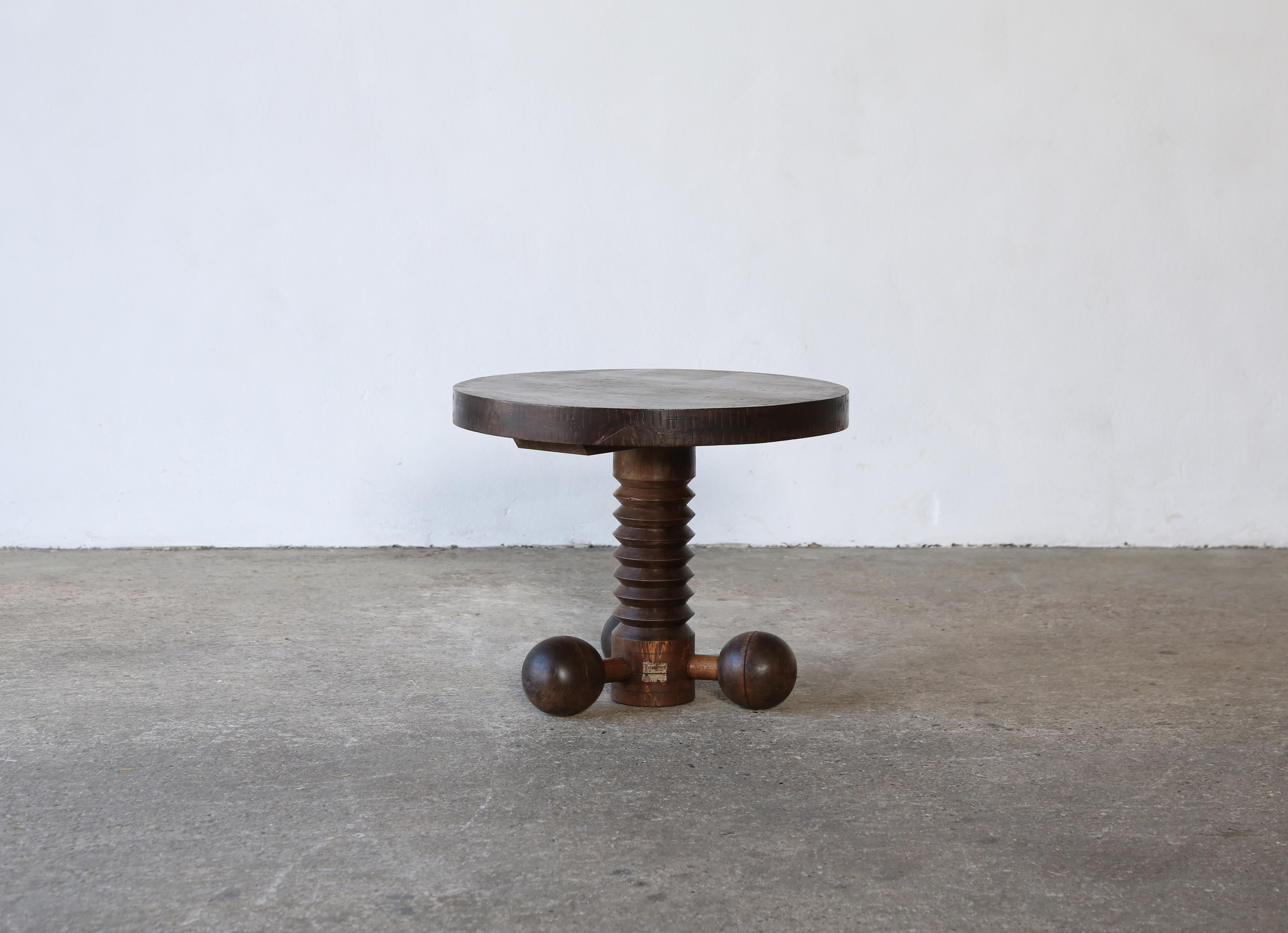 Art Deco Original, Early Tripod / Ball Side Table by Charles Dudouyt, France, 1940s For Sale