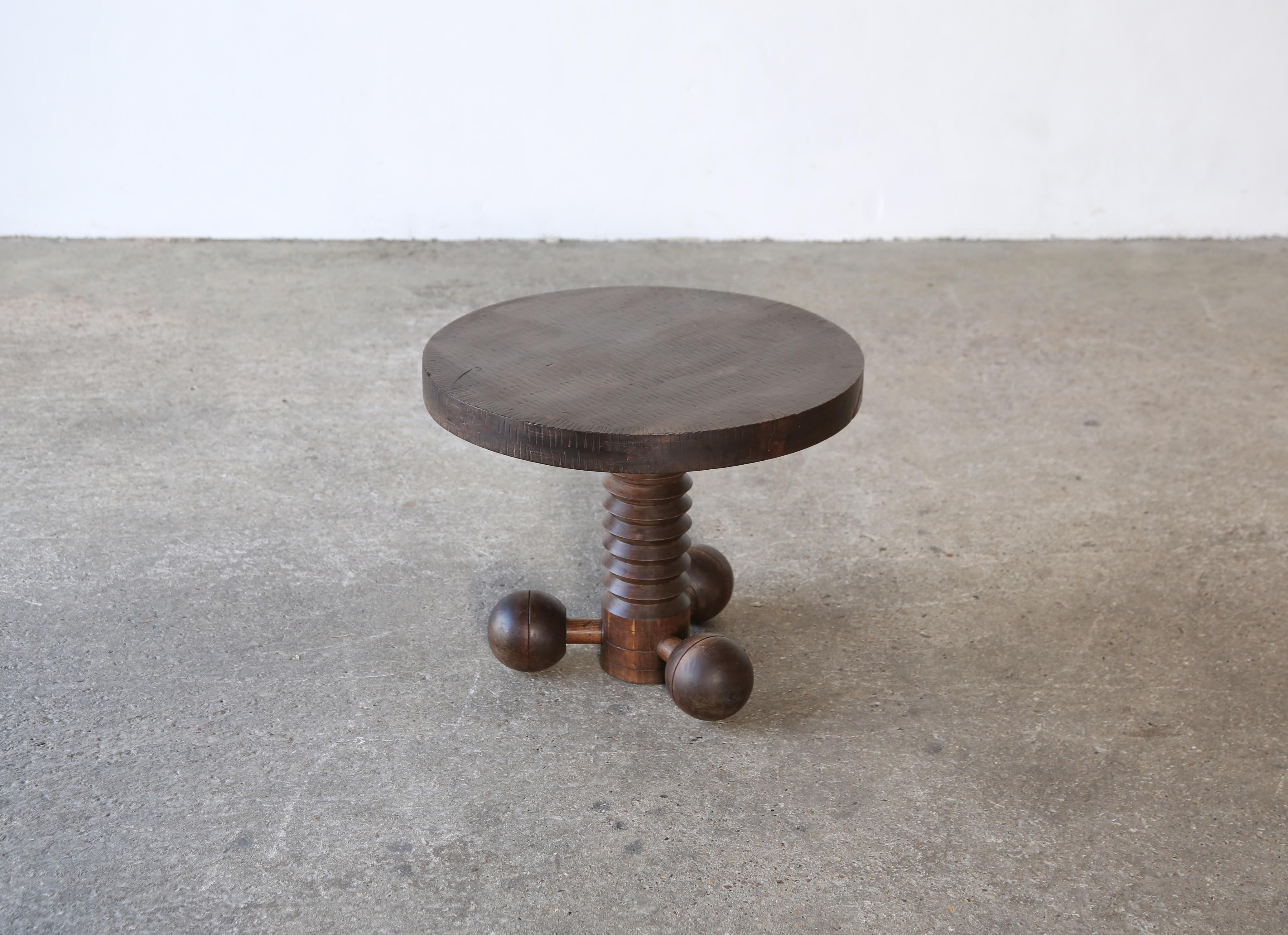 French Original, Early Tripod / Ball Side Table by Charles Dudouyt, France, 1940s For Sale