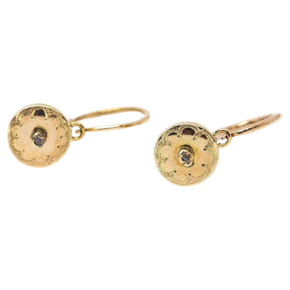 Original Earrings 1800 in Yellow Gold For Sale