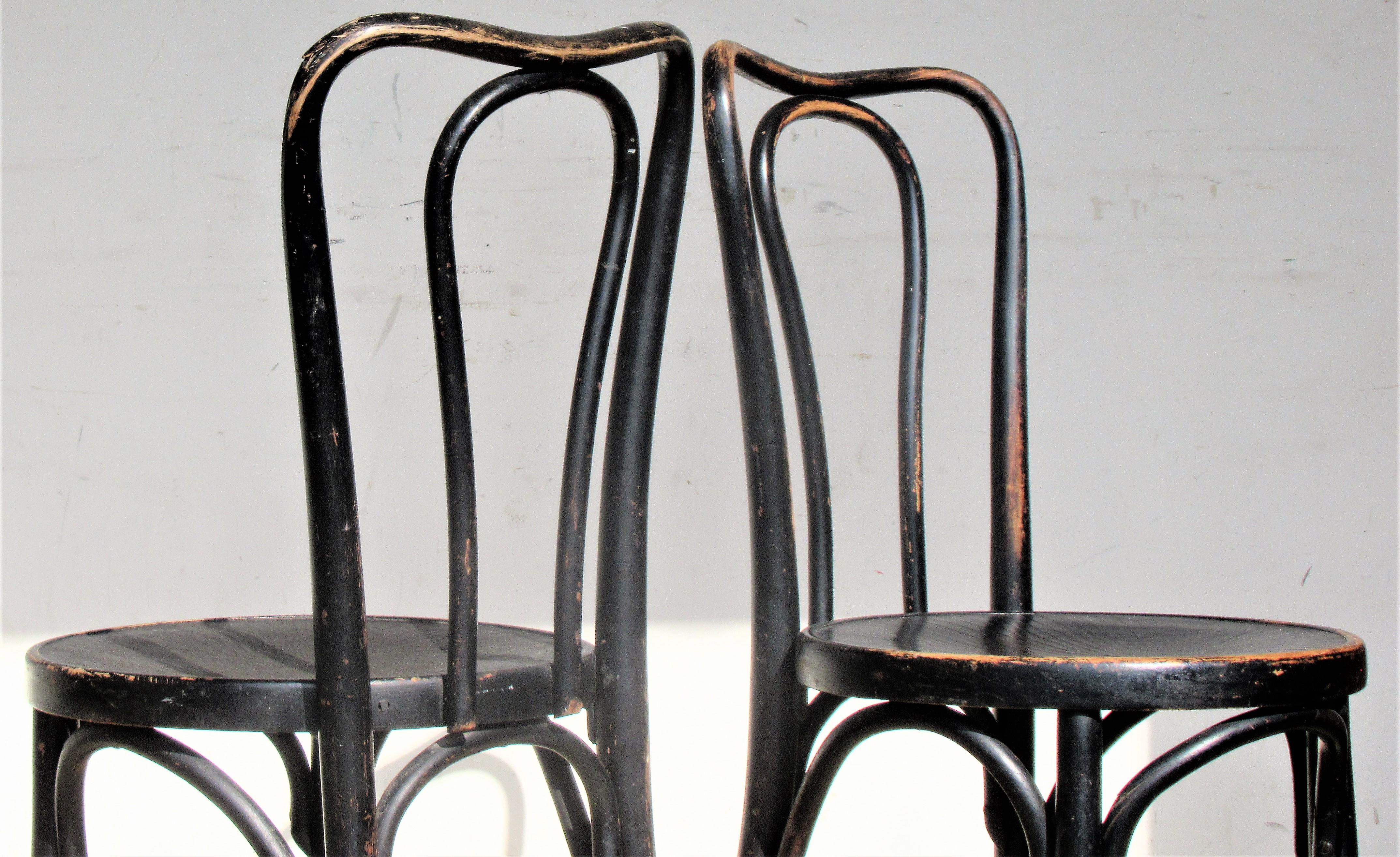  Ebonized Bentwood Chairs by J & J Kohn and Mundus In Good Condition In Rochester, NY