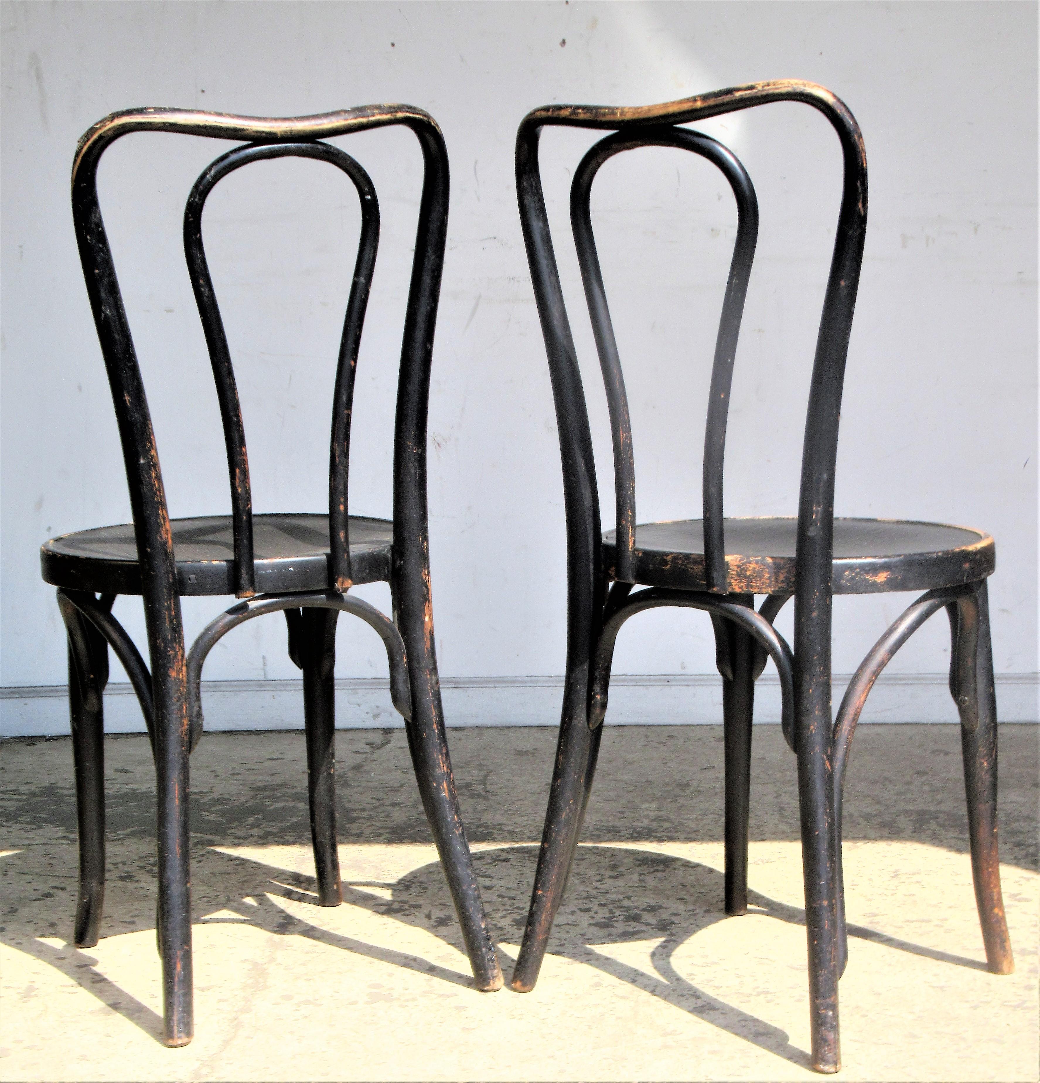 Early 20th Century  Ebonized Bentwood Chairs by J & J Kohn and Mundus