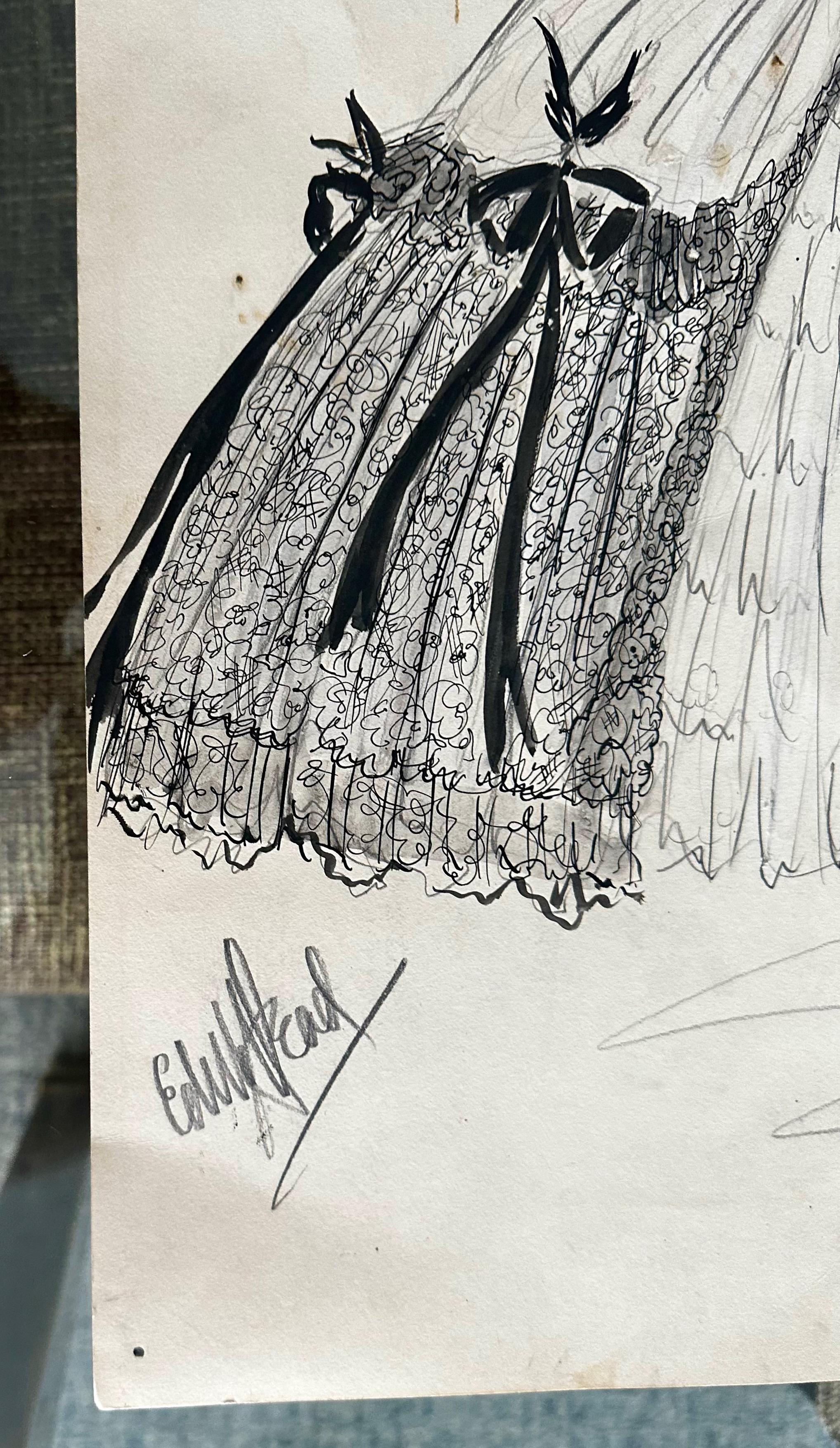 Boceto original Edith Head 1940s Dorothy Lamour Paramount en venta 3