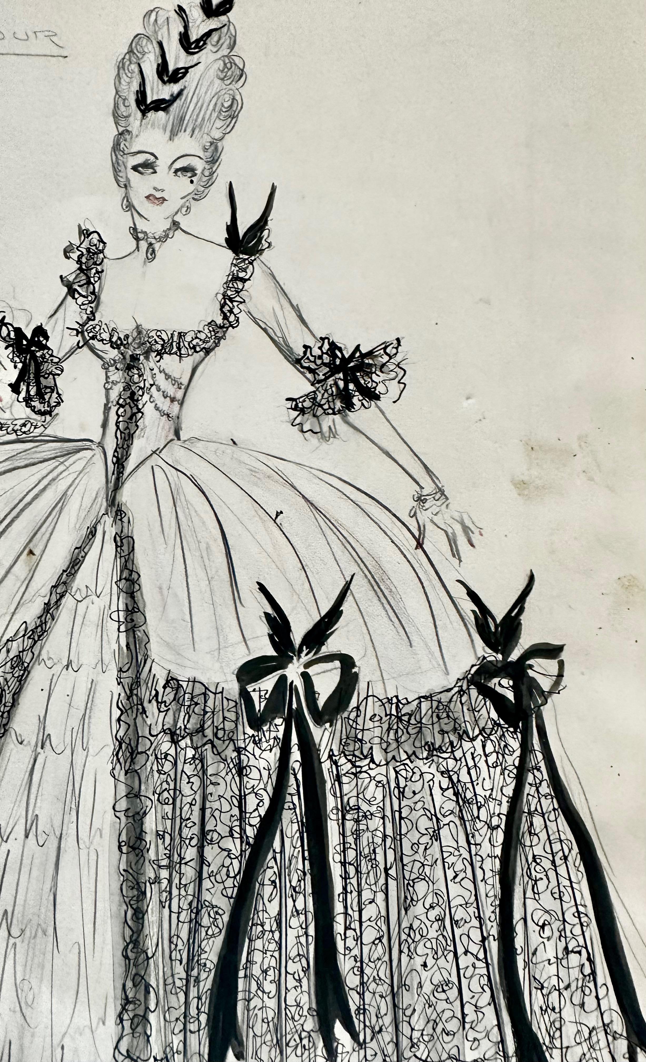 Boceto original Edith Head 1940s Dorothy Lamour Paramount en venta 7