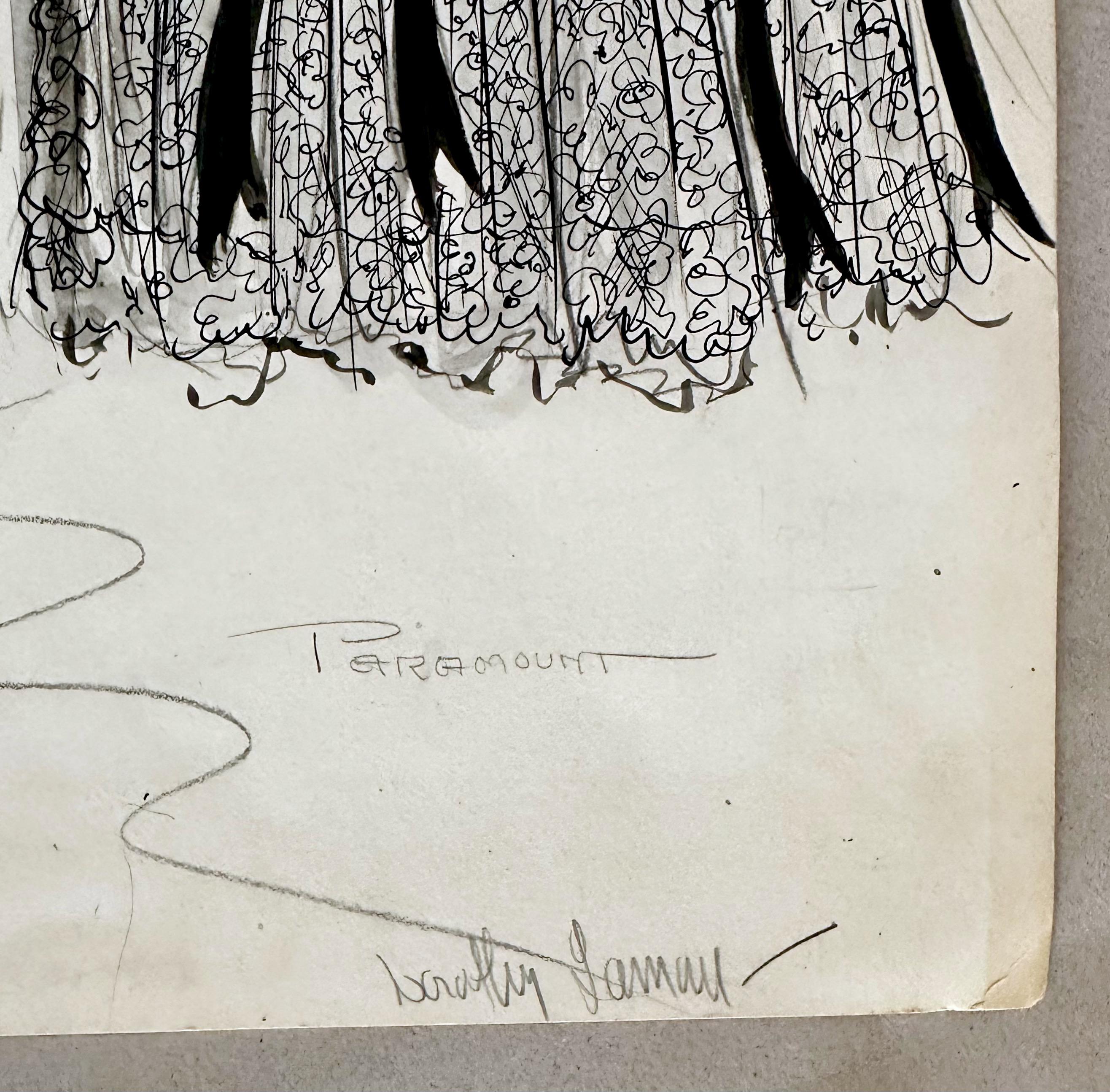 Boceto original Edith Head 1940s Dorothy Lamour Paramount en venta 1