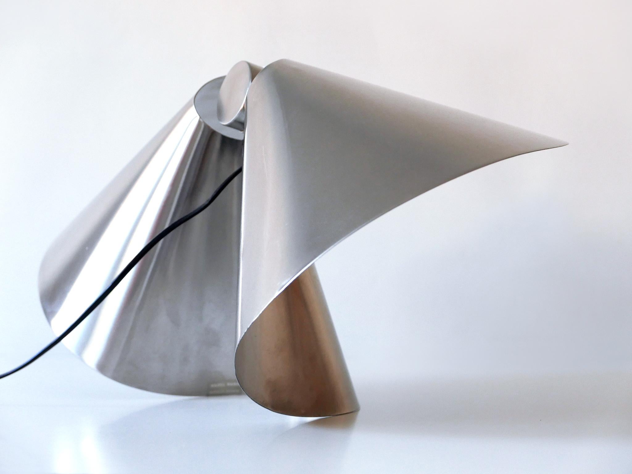 Stainless Steel Original Edition Sculptural Table Lamp Nonne by Raoul Raba France 1970s