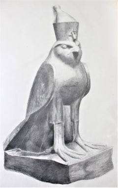 Original Edward J. Hughes Pencil Drawing of the Ancient Egyptian Diety Horus