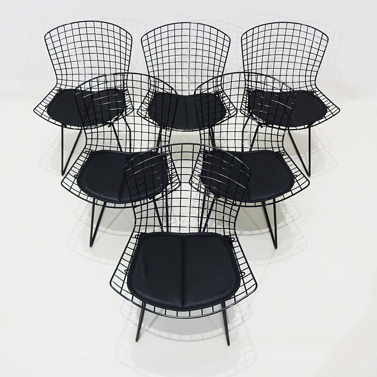 Original Eero Saarinen Black Marble Tulip Dining Table and Bertoia Wire Chairs 2
