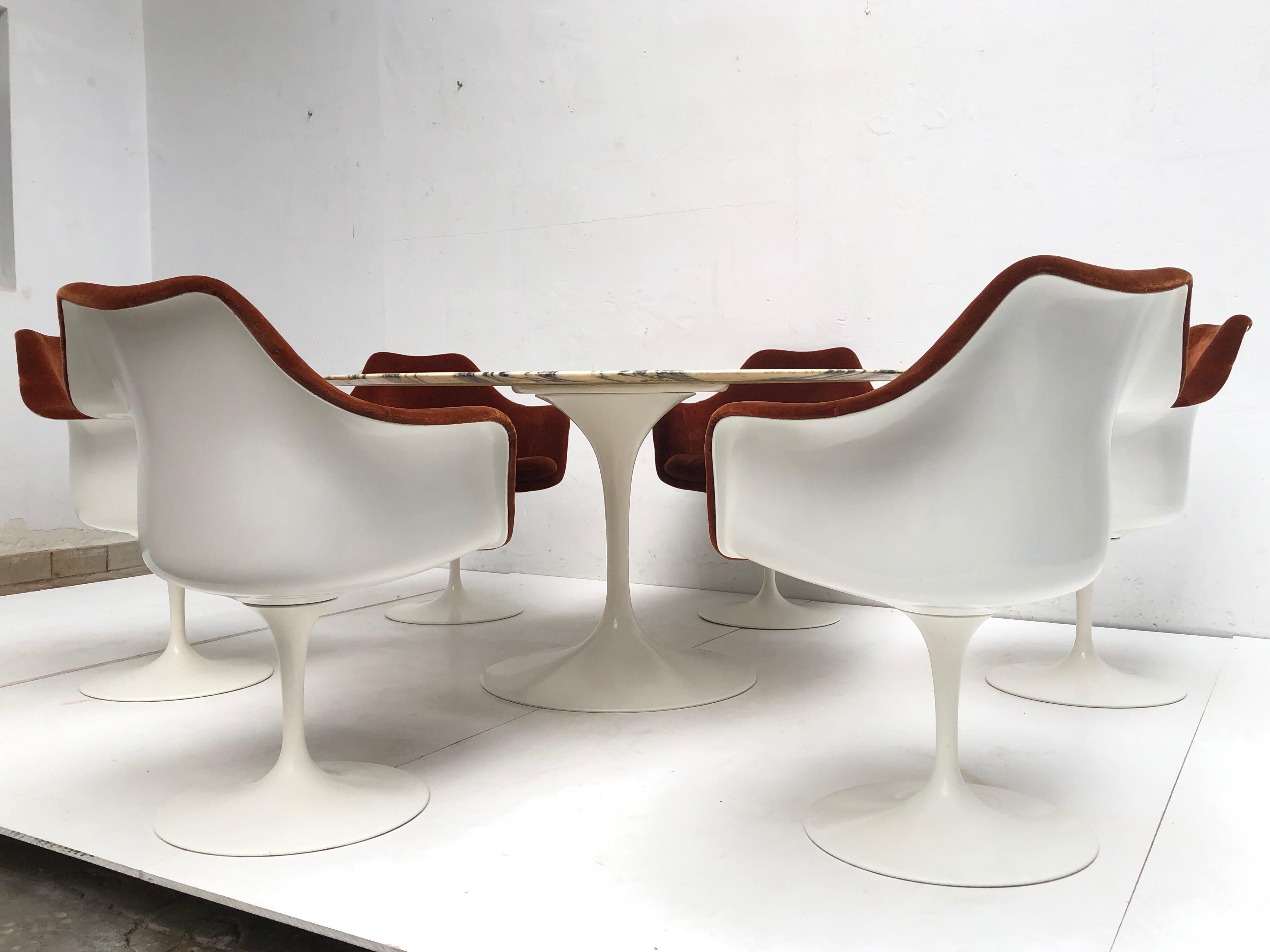 Original Eero Saarinen Marble-Top Tulip Dining Table and Chairs Knoll, USA, 1957 5