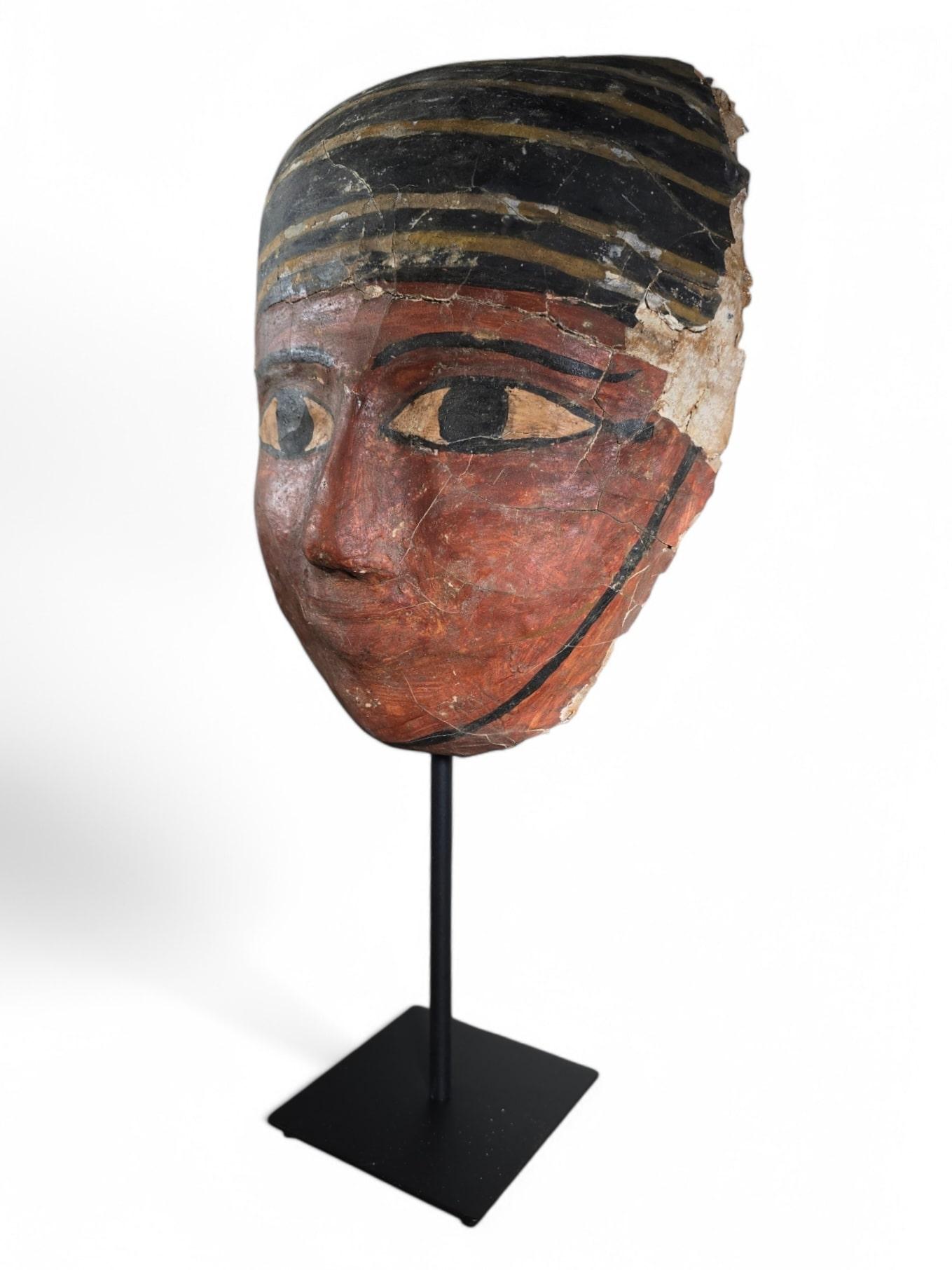 Original Egyptian Cartonnage Mask – Ptolemaic Period For Sale 7