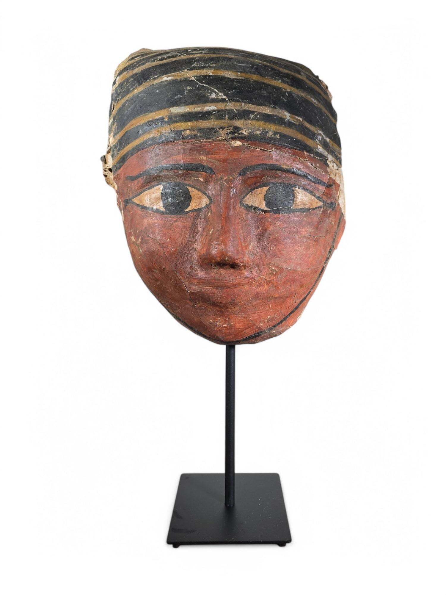 Original Egyptian Cartonnage Mask – Ptolemaic Period For Sale 10