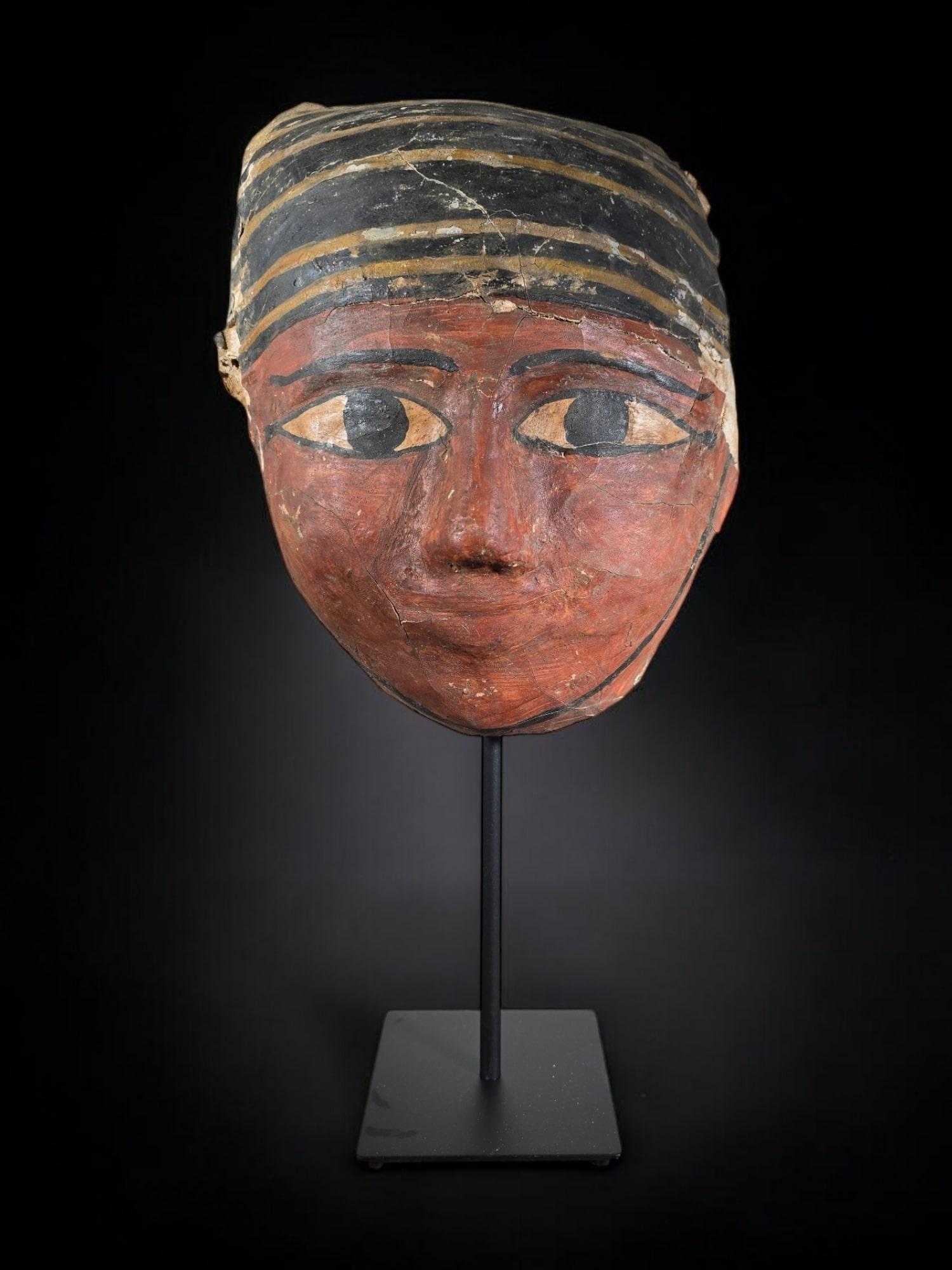 Original Egyptian Cartonnage Mask – Ptolemaic Period For Sale 11