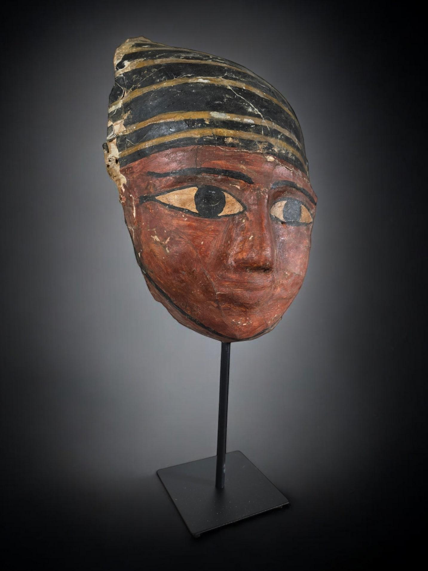 Original Egyptian Cartonnage Mask – Ptolemaic Period For Sale 12