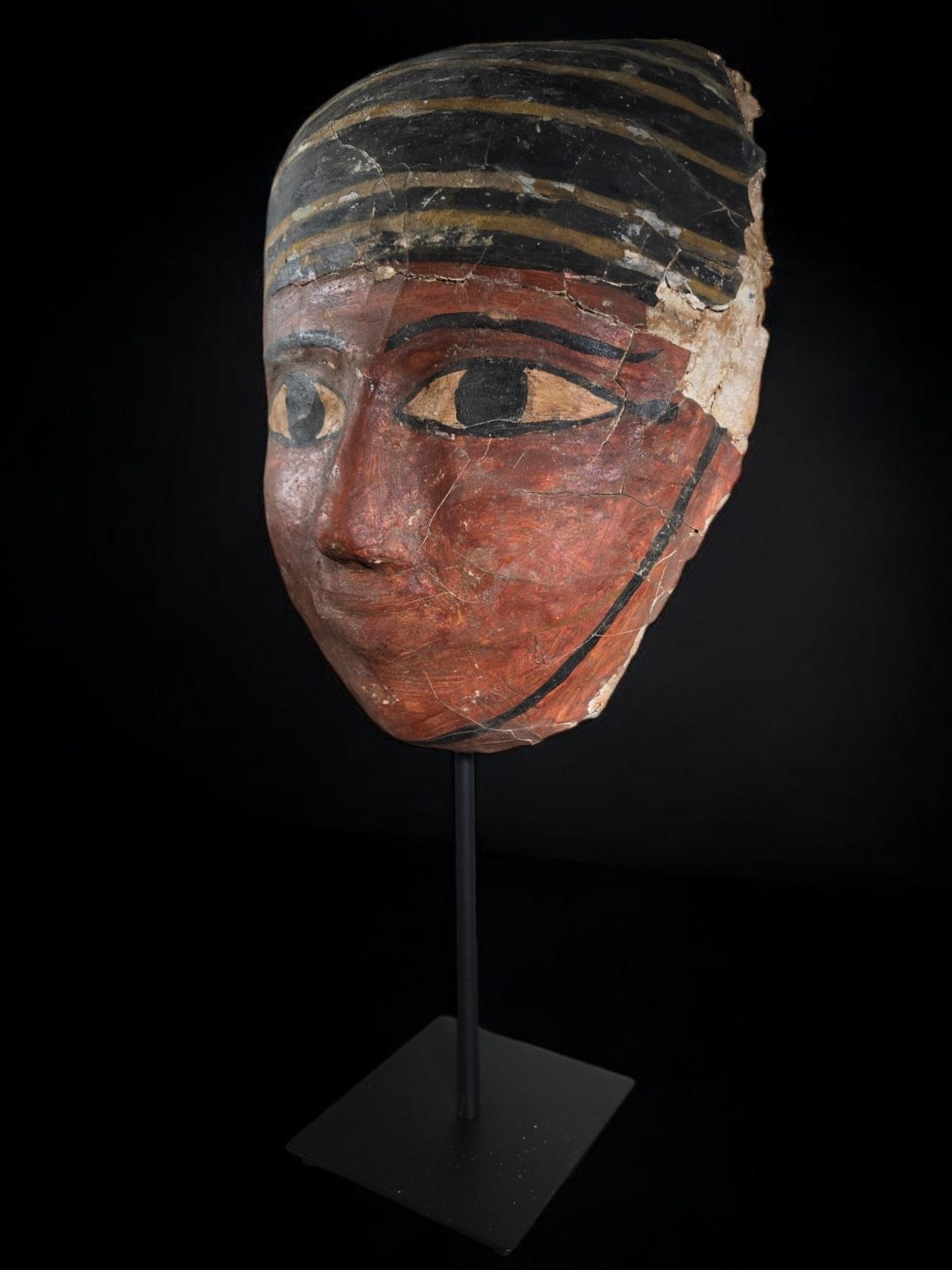 Original Egyptian Cartonnage Mask – Ptolemaic Period For Sale 13