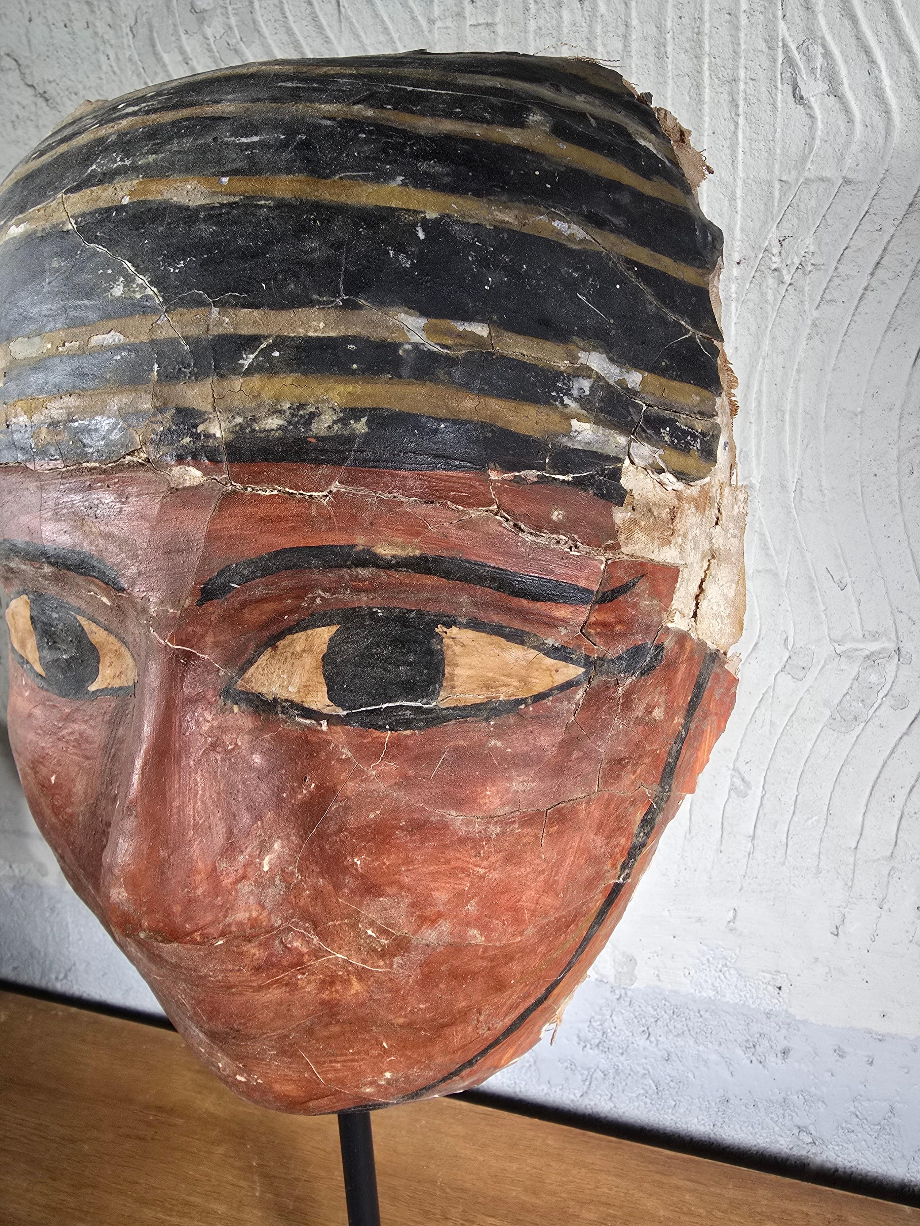 Original Egyptian Cartonnage Mask – Ptolemaic Period In Good Condition For Sale In Madrid, ES
